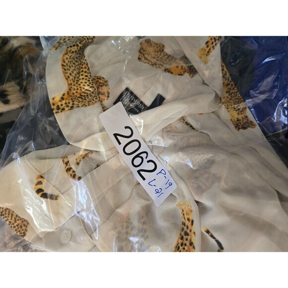 Sheer Cheetah Print Button-Down Long Sleeve Blouse animal print mob wife - Picture 7 of 7